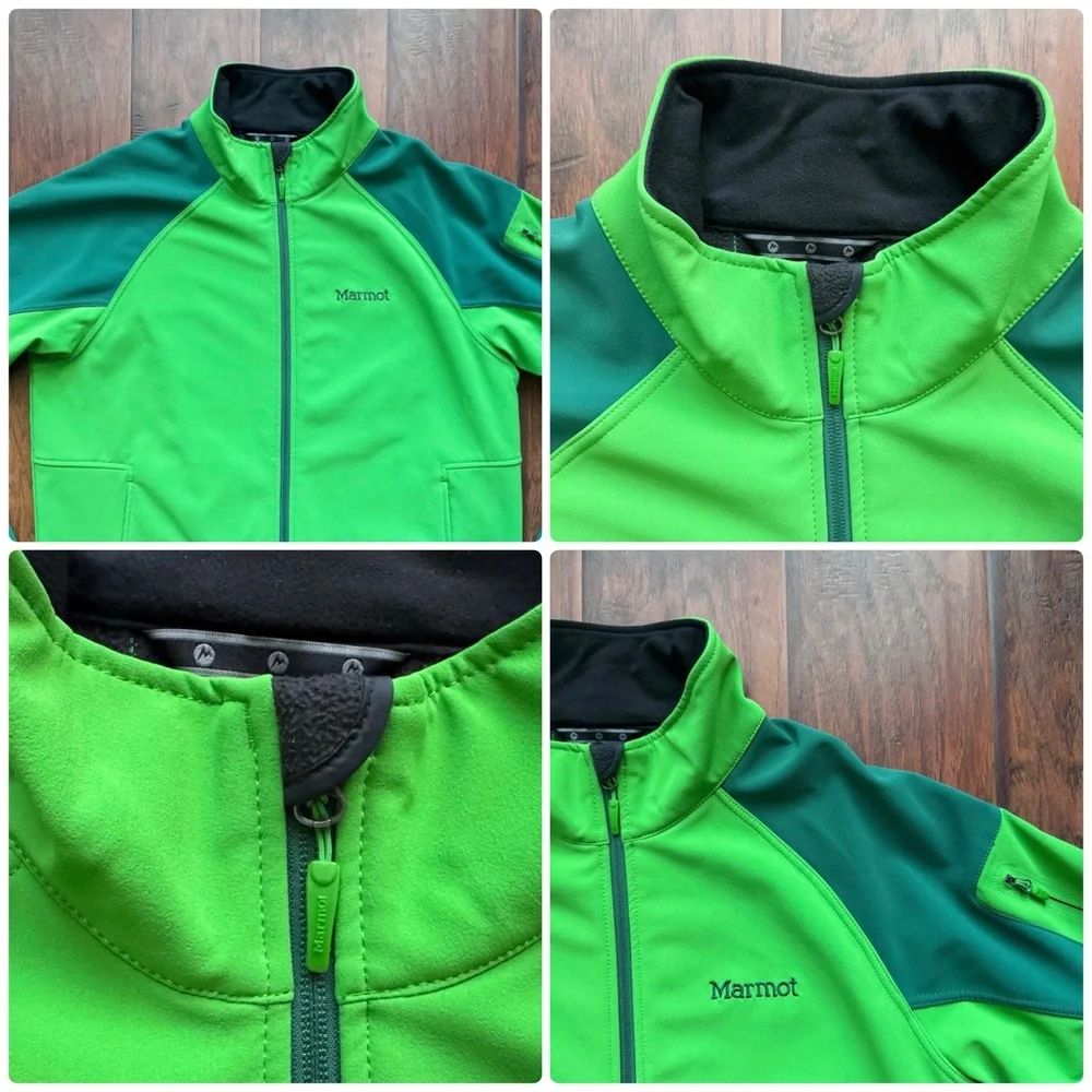 Marmot Gravity Jacket Mens Softshell Full Zip Fleece Lined Windproof Green Large